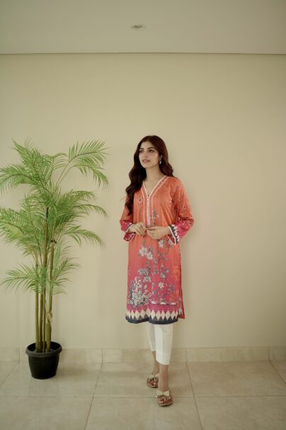 Orange Dusky Rose - Kurti - 1P