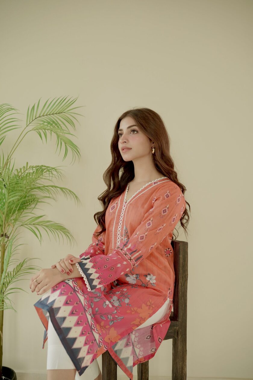 Orange Dusky Rose - Kurti - 1P - Image 2